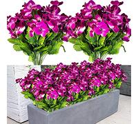 4Pcs Artificial Flowers Imitation Pansy Silk Flowers Creative Home Furnishing Simulation Plant for Wedding Home Outdoor Cemetery Party Decoration Size 40cm (Purple)