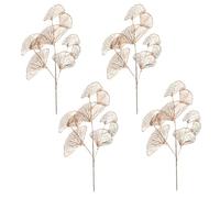 4Pcs Artificial Golden Ginkgo Leaves Branches Decorations, Artificial Plant Fake Gold Ginkgo Leaves Stems, 68cm Tall Faux Apricot Leaf Bushes for Wedding Party Arrangements Vase Bouquets Home Decor