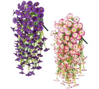 4Pcs Artificial Hanging Flowers Outdoor,Hanging Plant Indoor Artificial ,Fake Plants Room Decor Home decor, Wall Shelf ,Faux Trailing Plants for Patio Garden,Balcony, Garden Aesthetic Decoration