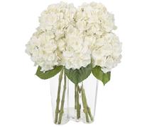 4pcs Artificial Hydrangea Flowers Fake Hydrangeas for Wedding Home Decor | Cream White Faux Hydrangea Double-Layer Petals Fake Flowers Realistic Hydrangea for Parties Office Indoor Home Decor