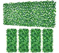 4PCS Artificial Ivy Fence Screening, (120x30cm to 22x285cm) Large Expandable Garden Trellis Panel, Artificial Hedge Screening with Ivy Leaf, Privacy Fence Screen for Garden Balcony Outdoor Decor