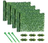4PCS Artificial Ivy Fence Screening, 5m x 1m Artificial Hedge Screening, Privacy Fence Screen Artificial Hedge Roll, Artificial Trellis Screening with 100 Zip Ties for Garden Balcony Outdoor Decor