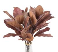 4Pcs Artificial Magnolia Branches Real Touch Magnolia Leaves Centerpieces Decor Brown Faux Magnolias Leaves with Stems for Home Wedding Party Fall Decor