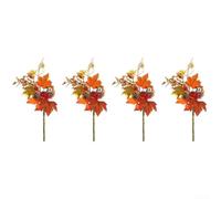 4Pcs Artificial Pumpkin Decorations, Fall Berry Maple Plant Stems for Vase, Home Harvest Holiday Thanksgiving Indoor Decor(B038)