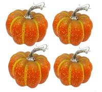 4Pcs Artificial Pumpkin, Faux Foam Pumpkin DIY Autumn Decoration Photography Props for Halloween Thanksgiving Family Party, Easy to Clean(B)