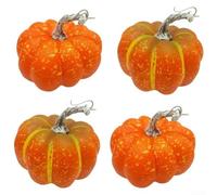 4Pcs Artificial Pumpkin, Faux Foam Pumpkin DIY Autumn Decoration Photography Props for Halloween Thanksgiving Family Party, Easy to Clean(A)