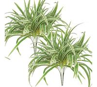 4Pcs Artificial Spider Plant Large 23.6In Fake Greenery Plants UV Resistant Outside Faux Plants Bushes for Indoor Table Outdoor Planter Decor