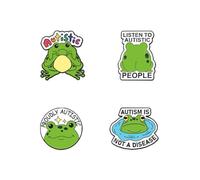 4Pcs Autism Awareness Frog Enamel Pin Set Neurodiversity Acceptance Lapel Badges Proudly Autistic Brooch for Backpacks Jackets