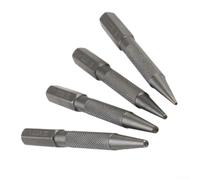4pcs Automatic Center Punch Set, Alloy Steel Nail Set for Woodworking, Drill Guide Marker Tool with 0.8mm/.6mm/2.4mm/3.2mm Tips for Machinery Manufacturing and