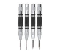 4Pcs Automatic Center Punch Set, High Speed Steel Center Punch Tool, 5in Precision Hole Punch for Metal Wood PVC, with Non - Slip Knurl Grip for Installation and (Black White)