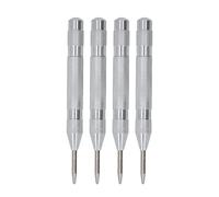 4Pcs Automatic Center Punch Set, High Speed Steel Center Punch Tool, 5in Precision Hole Punch for Metal Wood PVC, with Non - Slip Knurl Grip for Installation Maintenance (Silver)