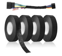 4Pcs Automotive Wiring Loom Cloth Tape 19mm x 15m, High Temperature Electrical Tape, Strong Adhesive Polyester Loom Tape, Flame Retardant Wire Tape for Automotive Engine, Cable Wrapping, Soundproofing