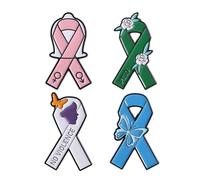 4Pcs Awareness Ribbon Enamel Pins Set, PTSD, Women’s Health & Anti-Violence Support Lapel Brooches, Meaningful Charity Ribbon Badges for Backpacks, Jackets, Clothing, Advocacy & Support Gifts