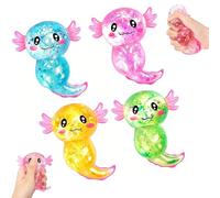 4PCS Axolotl Squishy Stress Balls, Glitter Axolotl Fidget Toys, Soft Squeeze Sensory Toy, Quick Rebound Stress Relief Toys for Adults Kids, Party Bag Fillers Gift