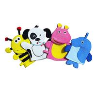 4Pcs Baby Bath Mitt Washcloths Gloves - Child Cute Bath Glove, Penguin,Bee,Dog and Hippo Baby Wash Mitt Gift for Kids