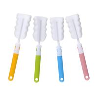 4Pcs Baby Bottle Brushes, Cup Water Sponge Bottle Washer Brush Cleaner, Detachable Cleaning Brushes for Cleaning with Handle for Baby Glasses Mugs (4 Colors Handles)