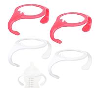 4pcs Baby Bottle Handles Holder for Tommee Tippee Replacement Parts, Ergonomic Non-Slip Grip BPA-Free Bottle Handles for Newborn Infant Feeding (Pink, White)