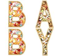 4Pcs Baby Charcuterie Board Letters Wood Charcuterie Letter Tray Fillable Letter Serving Tray Decorative Charcuterie Baby Letter Boxes DIY Letter Food Platter for Snack Food Cookies