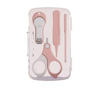 4Pcs Baby Nail Clipper Set for Newborns, Infant Fingernail Scissors and Tweezers Kit, Kids Grooming Trimmer, Safe Curved Blade Toddler Manicure Tool, Ergonomic Handle Pink