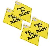 4PCS Baby on Board Sign for Car New Driver Sticker Reusable Suction Cup Durable and Sturdy with Warning and Safety Signs on The Car Sticker Baby Stroller Sticker Behind The Car Glass