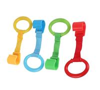 4PCS Baby Stand Pulls Ring, Balance Training Rings for Cribs and Playpens, Heat Resisting, Portable, with Detachable Bracelet (Assorted Color)