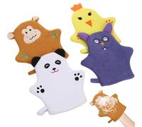 4Pcs Baby Washcloths Gloves, Cute Animal Glove Body Scrubber Includes Cartoon Bear, Chick, Monkey, Mouse Kids Exfoliating Glove for Baby Toddler Kids Bath and Shower, Decoración de jardín