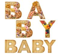 4pcs BABY Wooden Letter Charcuterie Box, Fillable Food Trays Candy Cupcake Container Fruit Platter for Birthday Party Graduation Anniversary Banquet New Year