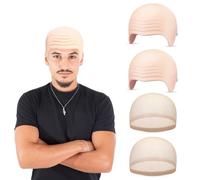 4PCS Bald Caps Makeup Latex Bald Head Wig Caps Cosplay Costume for Adults, for Theme Party Decorations Supplies Realistic Skin-Look Bald Cap for Men & Women