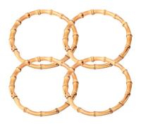 4Pcs Bamboo Handle Purse, Round Crochet Bag Handles, Fashion Replacement for Beach Bag, Handbags, Straw, Crafting