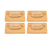 4pcs Bamboo Soap Dish Home Bathroom Hotel Fashionable Elegant Self Draining Soap Holder Accessory