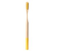 4pcs Bamboo Toothbrush for Adults, Yellow, Ergonomic Grip | Biodegradable Bamboo Brush, Home and Travel Use, Anti Slip Handling, Kraft Paper Packaging Included