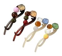 4PCS Banana Clips for Women, 4.2 Inch Plastic French Pearl Hair Clips, Twisted Non-slip Ponytail Buckle Vintage Banana Clip