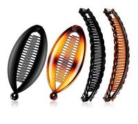 4PCS Banana Hair Clip - Small Fishtail Hair Comb - Double Comb Hair Clip for Fine and Thick Hair - Ponytail Holder for Long Hair Women Use