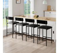 4Pcs Bar Stools,faux Leather Kitchen Counter Chairs Stool Black 4X