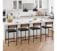 4Pcs Bar Stools,faux Leather Kitchen Counter Chairs Stool Brown 4X