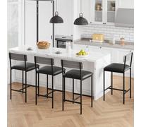 4Pcs Bar Stools,faux Leather Kitchen Counter Chairs Stool Grey 4X