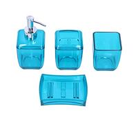 4PCS Bathroom Accessories Set,Bathroom Container Set with Soap Dispenser Toothbrush Holder Wash Cup Soap Dish Bathroom Supplies for Bathroom Kitchen Hotel Homestay (Blue)