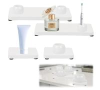 4PCS Bathroom Vanity Trays, Diatomite Coaster & Tray Set, Instant Dry Sink Organizer with Electric Toothbrush Holder, 2 Sizes Countertop Organization pad, Water Absorbing Stone for Bathtub (White)