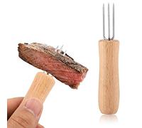 4Pcs BBQ Forks Set, Wooden Handle Stainless Steel Skewers for Grilling Meat Fruit and Corn on The Cob Barbecue Roasting Forks