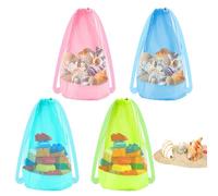 4pcs Beach Toy Bags, 21.65x14.37in Large Capacity Mesh Pool Sand Shell Toy Bags Drawstring Closure Practical Seashell Collecting Storage Backpack for Holding Towels Beach Essentials