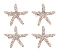 4Pcs Beautiful Starfish Rhinestones Hair Clips Unique Fineworkmanship Mermaid Hair Clips Accessories Bride Ocean Theme Hair Clips for Girl Woman Hair Accessories