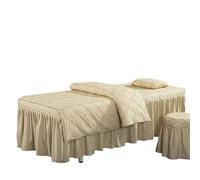 4pcs Beauty Salon Bedding Set, Massage Table Skirt Spa Bed Cover, Salon Bed Cover Machine Washable Massage Table Skirt for Body Physiotherapy Massage(Beige,Square Head 80 * 190cm)