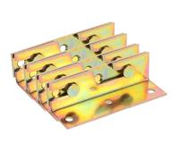 4pcs Bed Rail Brackets Heavy Duty Iron for Wood Bed Frame Assembly | Golden Finish, Secure Joint Reinforcement, for Headboards and Footboards, Furniture Makers, Landlords, Property Managers