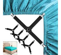 4Pcs Bed Sheet Clips, Triangle Adjustable Bedsheet Straps, Mattress Cover Fasteners Elastic Holder for Bed Sheets Mattress Corner Grippers Holder Clips Sofa Cushion Bedding Fastener Clamps