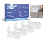 4Pcs Bed Sheet Holder, Bed Sheet Fasteners with Lock Strap Keep Sheets Firm and Tight Fitted Sheet Clips Fits Mattresse 15cm-30cm Thickness Sheet Holders Easy Installation Bedroom Bedding Accessories