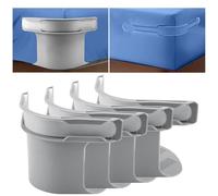 4PCS Bed Sheet Holder with Lock Strips, Non-Slip Bed Sheet Clips Bed Sheet Fasteners, Removable Fitted Sheet Corner Holders Easy to Install for All Sheet Mattress Sizes (Grey)