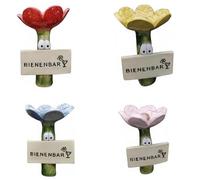 4Pcs Bee Bath for Garden, Bee Watering Station for Garden, Decorative Flower-Shaped Bee Cups, Outdoor Drinking Feeder with Stake Base for Yard Lawn Patio Decor