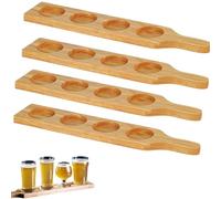 4pcs Beer Flight Board, Beer Flight Tasting Serving Tray Beer Flight Paddle Board Shot Board 4 Slots Glass Holder Wine Holder Serving Display Rack Paddle for Whiskey Beer Drink Glass Jars