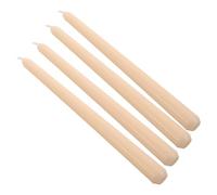 4pcs Beige Unscented Taper Candles Long Stem Mixed Wax 25cm | Smooth Glossy Coating Finish, Minimalist Style for Decorative Dinner, Birthdays, Valentine Dinners, Church Use