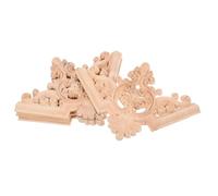 4pcs Beige Wooden Floral Onlay for Ceiling Corners and Moulding Frames | French Style Decor, Carved Smooth Finish, Quick Installation for Renters, Bedrooms and Interior Renovation